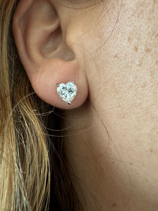Orecchini cuore 2 ct Oro bianco 18 kt