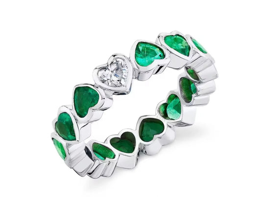 Eternity cuori smeraldo totali 6 ct