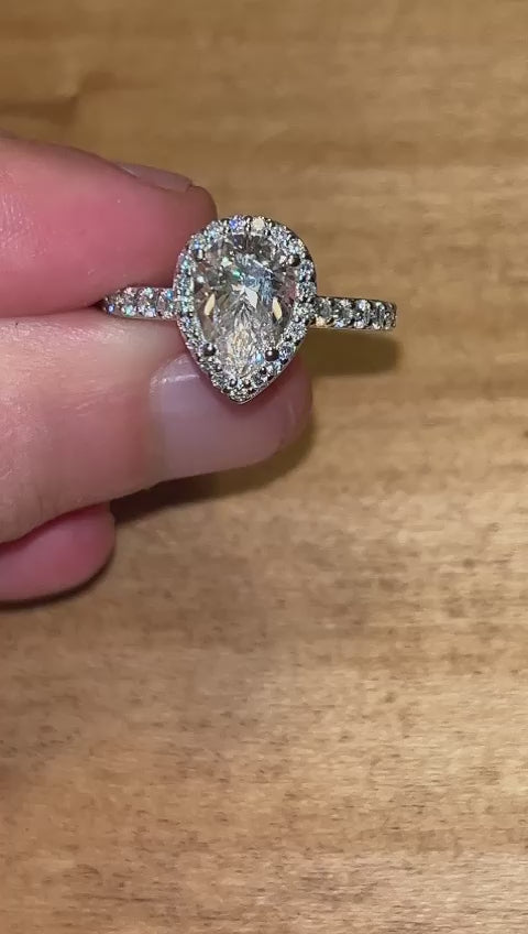 Goccia 2 ct contorno Rosa 18 kt