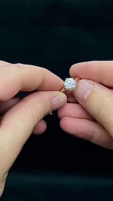Solitario Bicolor 2 ct. Gambo Oro Rosa e Griffes Oro bianco 18 kt