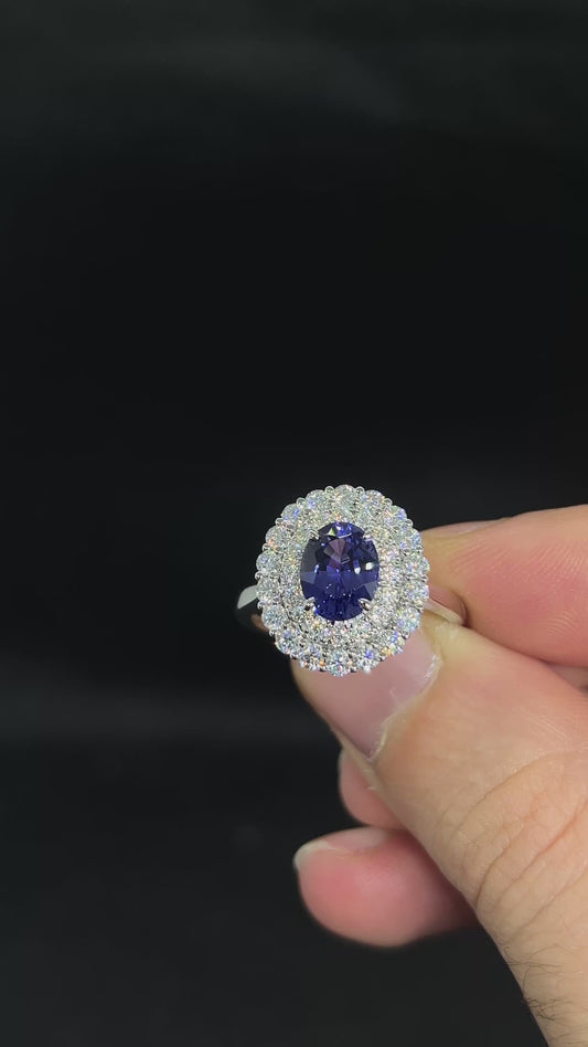 Anello Spirale zaffiro Royal Blue 2 ct + doppio giro brillanti D-vvs
